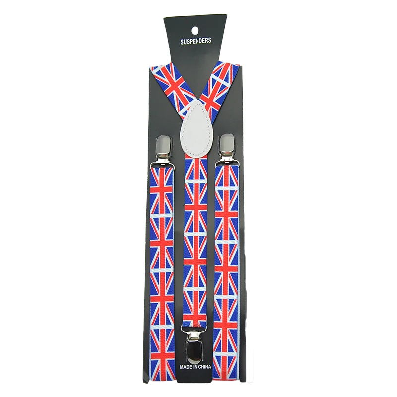 Kobiety Mężczyźni Suspender For Trousers Pants Holder Bowtie Set Y-Shape British flag Brace Gallus Office Casual Bowtie Set Gift Cravat