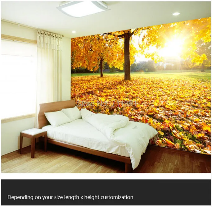 

Free shipping custom large 3D mural kitchen living room bedroom TV backdrop wallpaper mural Maple woods natural beauty