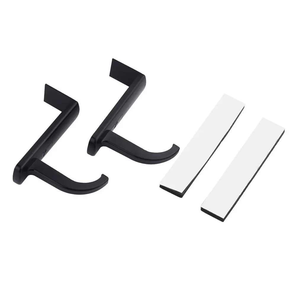 2 Pack Headphone Headset Hanger Monitor Stand Holder Headset Stick-on Hook, Black