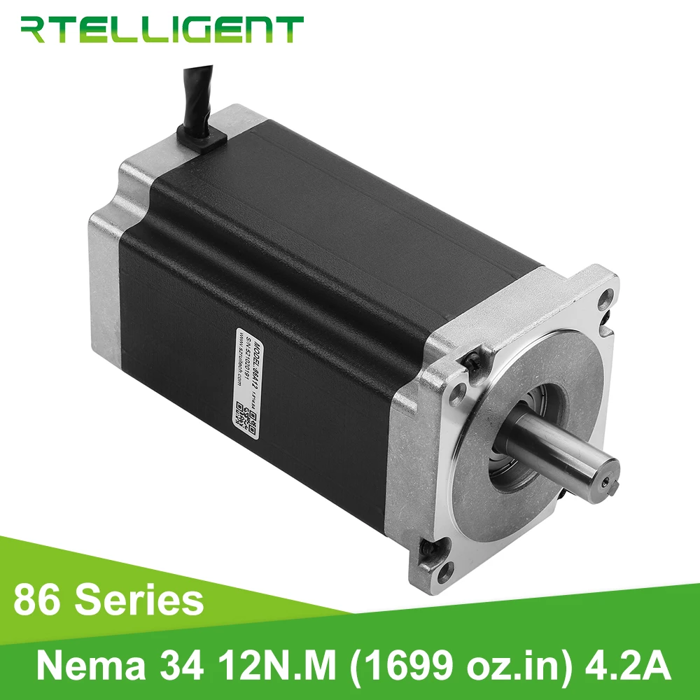 Rtelligent Nema 34 12N.M High Torque Stepper Motor Stepping Motor 0.9/1.8 degree Body Length 156mm Hybrid DC Electric Motor