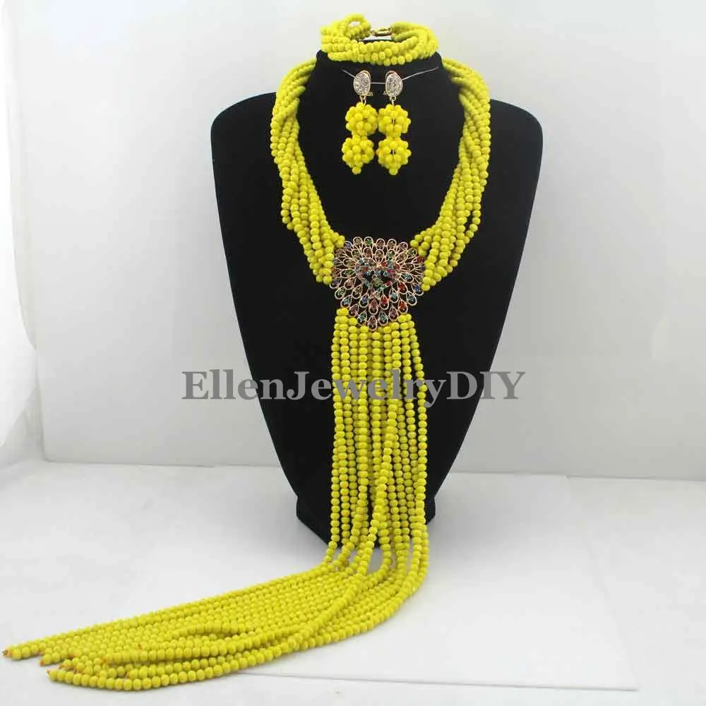 

African Jewelry Set Nigerian Beads Wedding Jewelry Set Bridal Statement Jewelry Set Free Shipping W12182