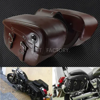 2X Motorcycle Saddlebag Leather Luggage Saddle Bag Outdoor Side Bag For Harley Sportster XL 883 XL 1200 Touring Dyna Softail FL