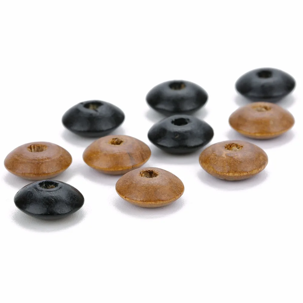 LOULEUR 100pcs/lot Black/Brown Color Natural Wooden Beads DIY Accessories Wholesale Abacus With Big Hole Bead For Jewelry Making