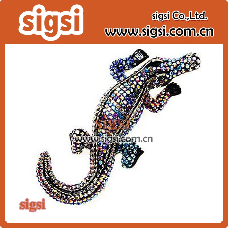 metal animal crocodile acrylic rhinestone brooch