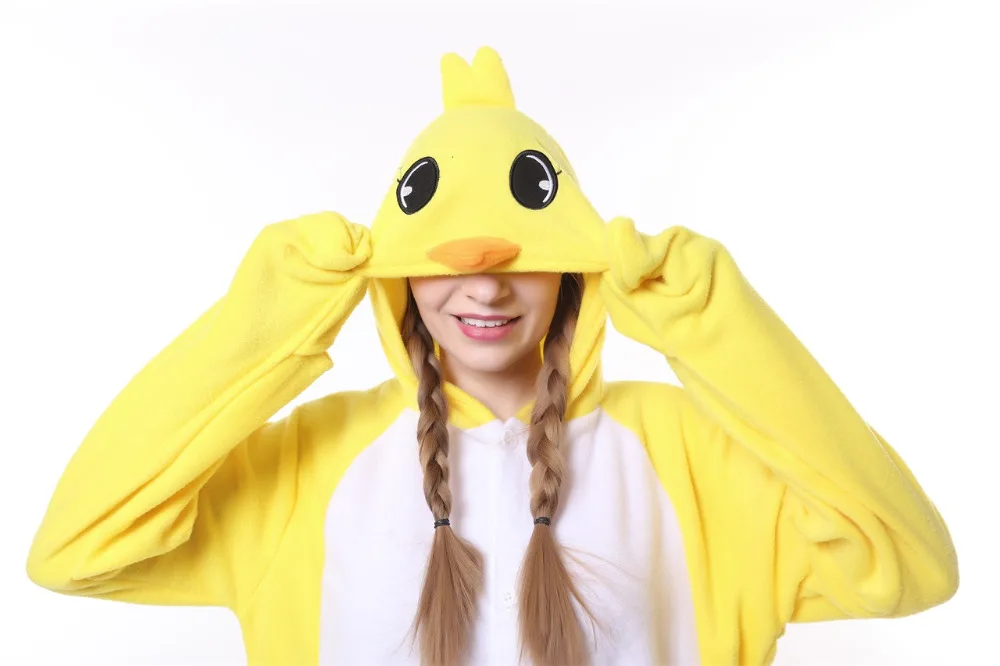 SimSimi Yellow Chicken Onesies Unisex Sleepsuit Adult Pajamas Cosplay Costumes Animal Onesie Sleepwear Jumpsuit For Man Women