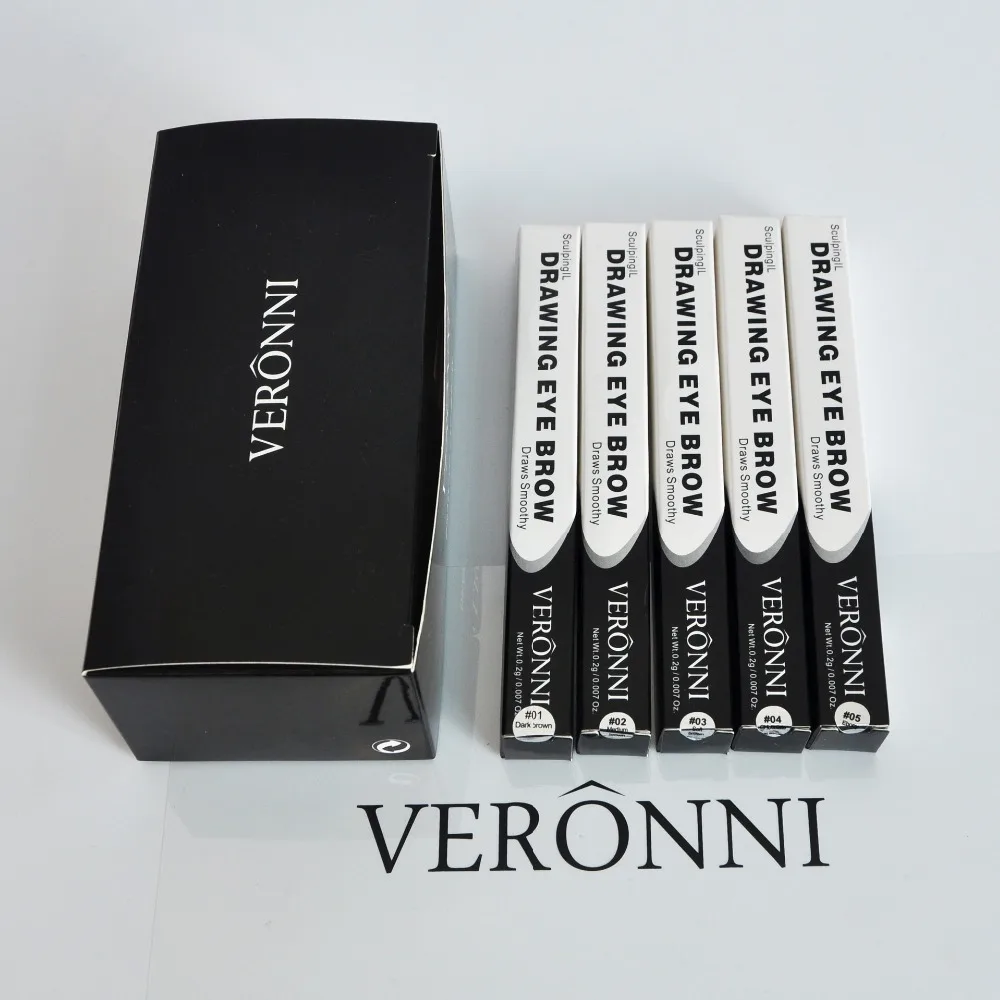 

VERONNI Eyebrow Pencil Both Head Waterproof Long Lasting Drawing Eye brown Cosmetics DHL 120pcs/lot Makeup