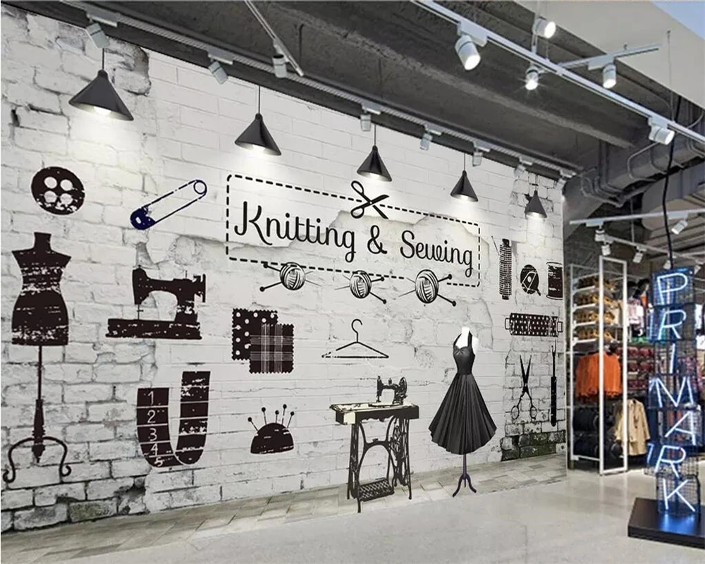 

Custom Wallpaper Mural Brick Wall Clothing Store Image Wall Background Wall Mural Home Decor Tailor Shop Self-adhesive mural