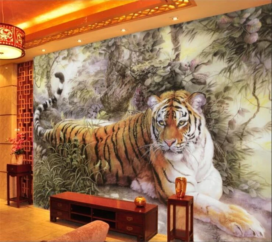 beibehang papel de parede Custom wallpaper 3d photo murals tiger background wall paper living room bedroom restaurant wallpaper