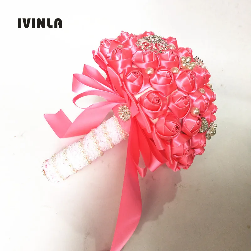 

Rose red Wedding Bouquets Hand made Flower Rhinestone Bridesmaid Crystal Bridal Wedding Bouquet