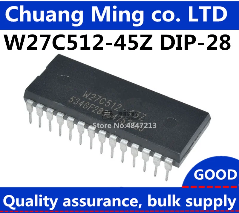 

New original 50pcs/lots W27C512-45Z DIP28 W27C512-45 W27C512 64K X 8 ELECTRICALLY ERASABLE EPROM IC Free Shipping