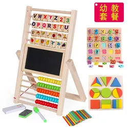 Wooden multi-functional children learning frame pinyin  flip board frame abacus calculation frame early education learning tools