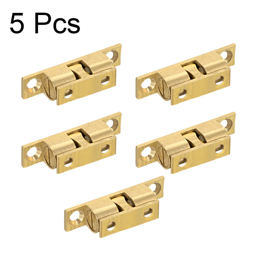 Uxcell Kastdeur Kast Messing Double Ball Catch Spanning Klink 35mm 42mm Lengte Gold Tone Meubelen Deur vangt 5 pcs