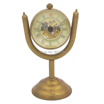 Kristall Vintage Ball Uhr Bronze Stehen Skeleton Uhr Sammeln Mechanische Hand Wind Mens Womens Clock Neue H040