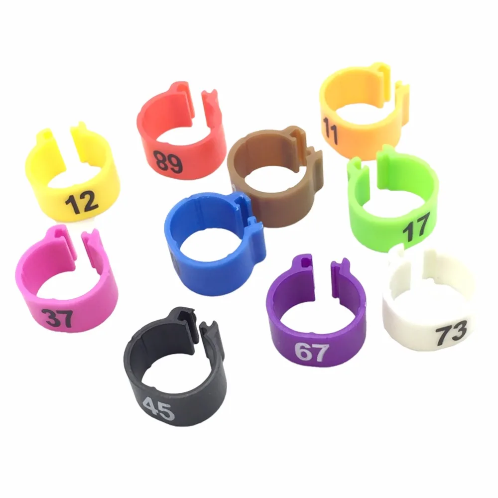 100 Pcs inner diameter 10mm Bird Supplies Pet Birds Carrier Pigeon Parrot 10 Colors Digital Foot Ring Bayonet Marking Ring
