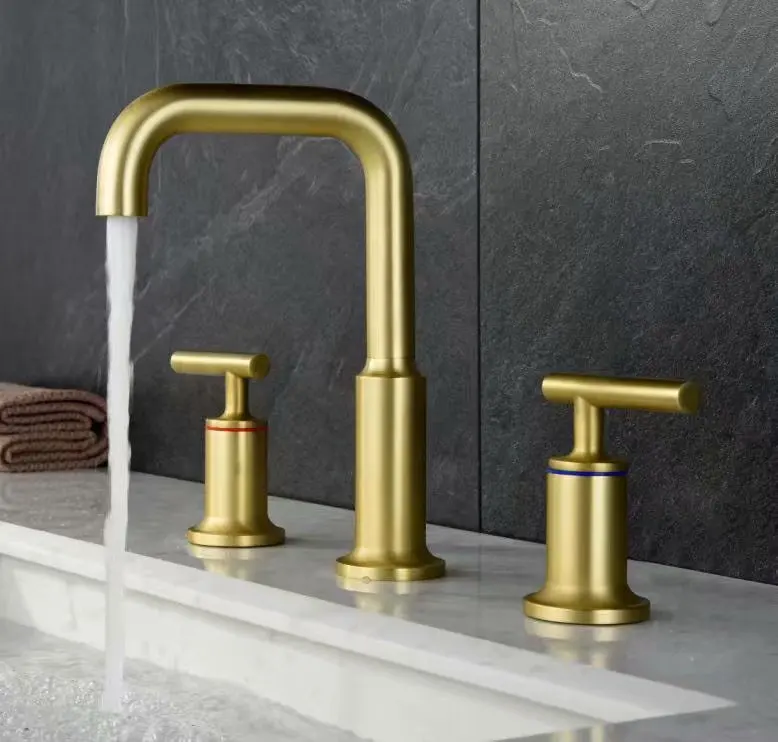 

bathroom Basin Faucet Sink Mixer Tap Solid Brass Tap Water Faucet Waterfall Basin Mixer Faucet Black&Brushed Gold