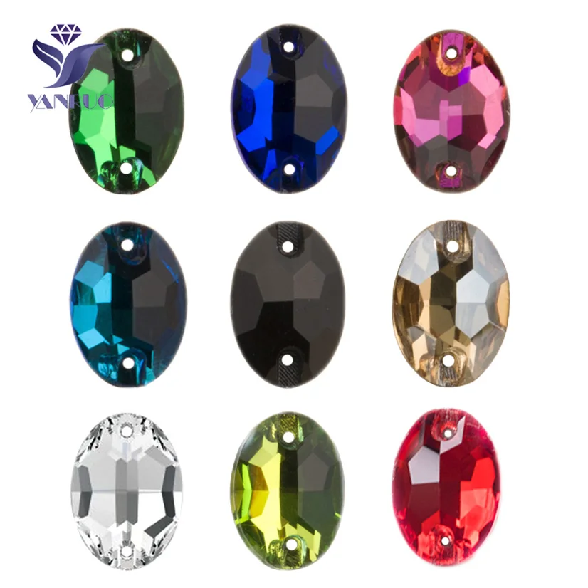 YANRUO 3210 Oval Sew On Stones Glass Rhinestones AAAAA Quality Sewing Strass For Rhinestone Applique Dress Clothes