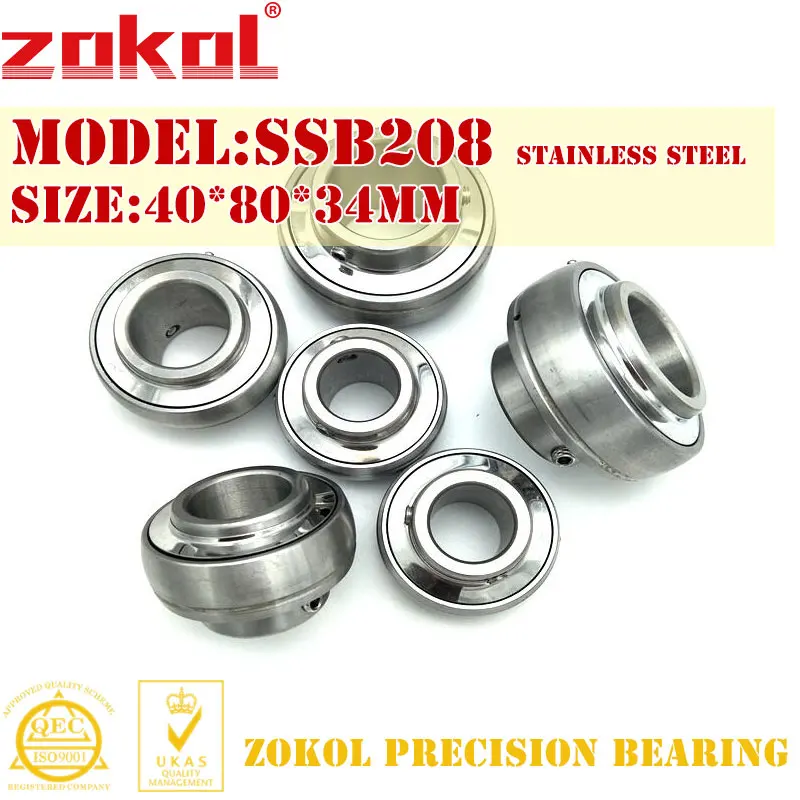 

ZOKOL bearing SSB208 Stainless steel Pillow Block Ball Bearing 40*80*34mm