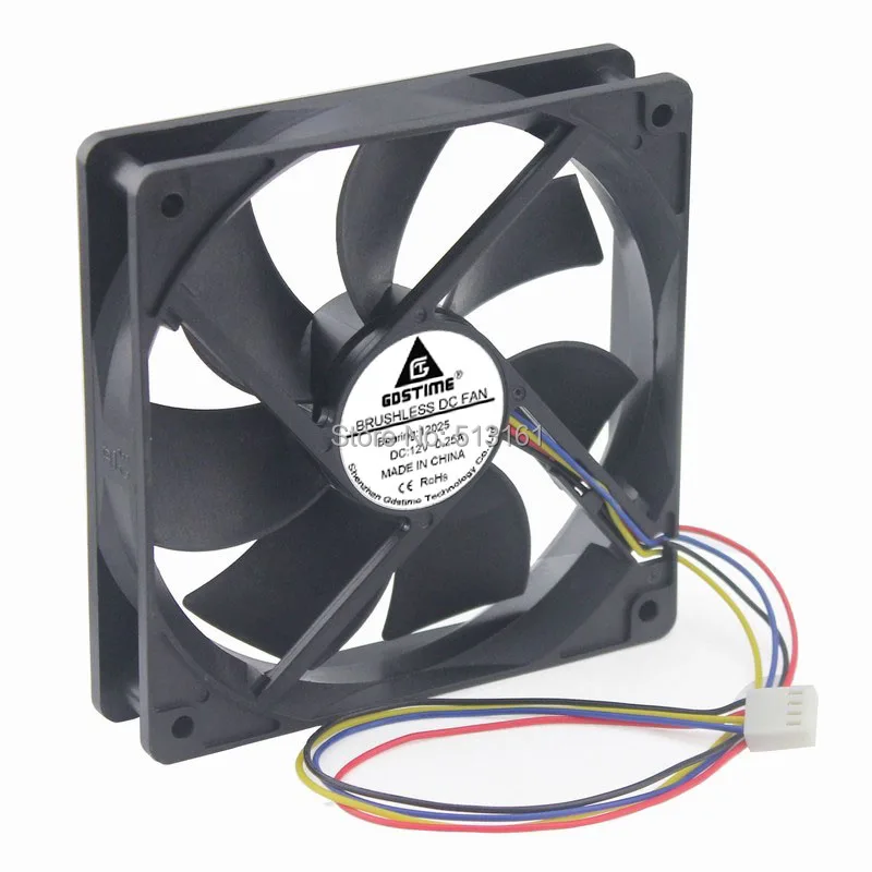 2 PCS Gdstime 120mm 120x120x25mm 12cm DC 12V 4Pin PWM Computer Cooling Cooler Fan