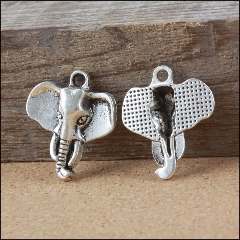 10 Pieces/Lot 23mm*26mm Antique Silver Plated Metal Alloy Elephant Charms Pendants