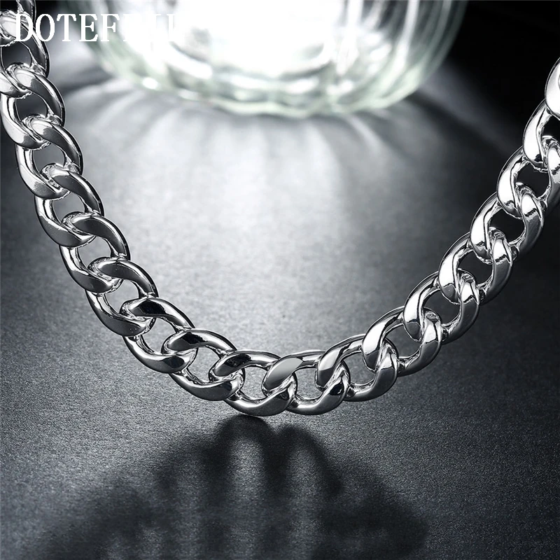 DOTEFFIL 925 Sterling Silver 10mm 20 cali/24 cali bezdroża łańcuszkowy naszyjnik dla mężczyzn Fashion Party dominujące biżuteria — zdjęcie 3