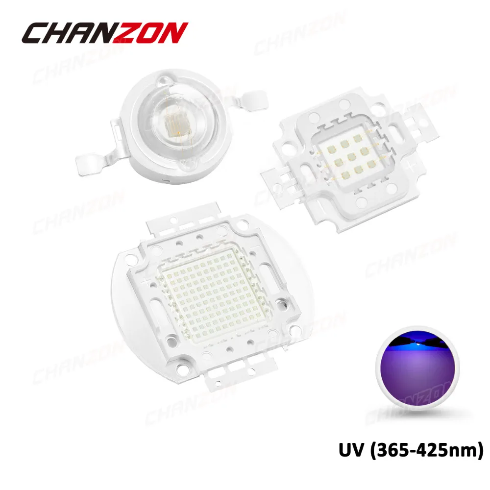 UV-lila LED integriert 365 nm 370 nm 375 nm 380 nm 385 nm 390 nm 395 nm 400 nm 405 nm 410 nm 425 nm SMD-Lampe 3 W 5 W 10 W 20 W 30 W 50 W 100 W – Detail 2
