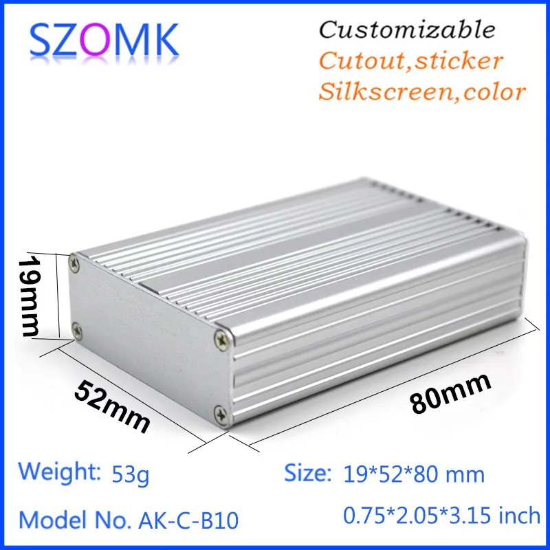 1Pcs 19*52*80mm small electronics aluminum enclosure case anodized instrument box szomk diy electronics enclosure pcb box