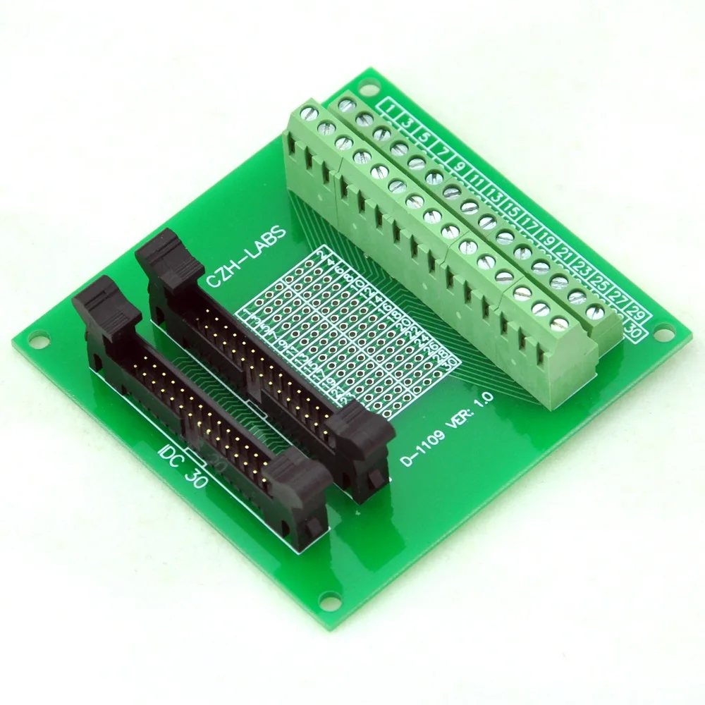 IDC-30 2x15pins 2.0mm Dual Male Header Breakout Board, Screw Terminal Connector.