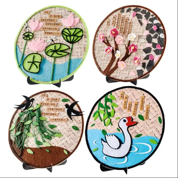 Ancient poetry scene Fabric Felt kit Non-woven cloth Craft DIY Sewing set Felt Handwork Material DIY needlework supplies