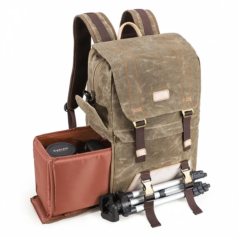 

Retro waterproof canvas casual backpack lens SLR digital backpack