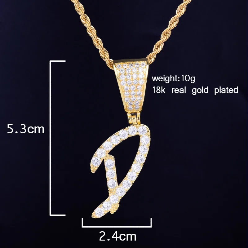 Bubble Letter Custom Name Necklace for Men Sharp Cursive Personalized Pendant Real Gold Plated Hip Hop Jewelry Iced Out Charms