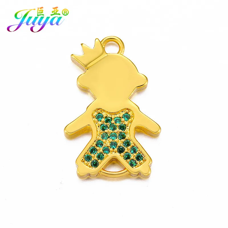 Juya DIY Handmade Crown Boy Girl Charm Connectors Accessories For Women Fashion Bracelets Earrings Making