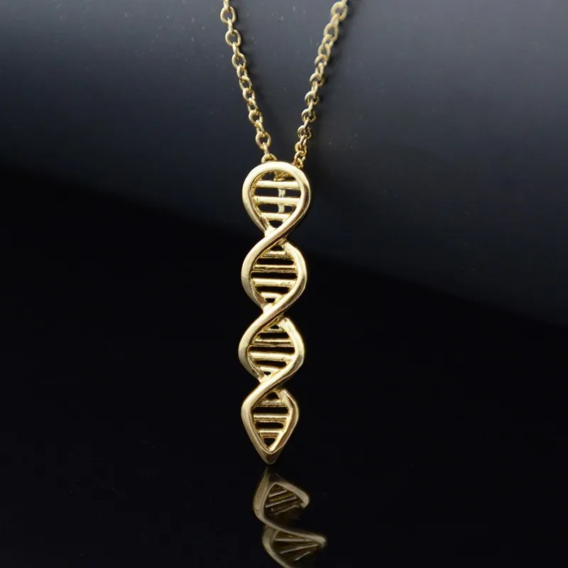 1 Piece Fashion Silver Color Science Biology DNA Pendant Long Necklace Boho Chain Statement Necklaces Women Jewelry Girls Gifts