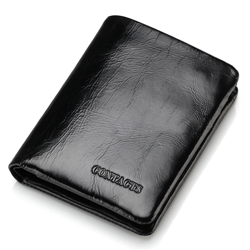 CONTACT\'S Hot Sale Genuine Leather Men Clutch Wallets Card Case Mens Card Holders Purse 3 Style Wallet With Coin Pocket Black
