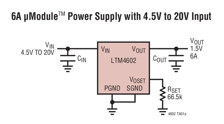 LTM4602EV LTM4602IV LTM4602 - uModule DC/DC de alta eficiência 6A (módulo de alimentação)