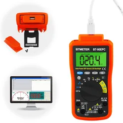 BT-90EPC cyfrowy multimetr Auto zakres 4000 zlicza AC/woltomierz do prądu stałego Tester dla częstotliwości rezystancji z USB