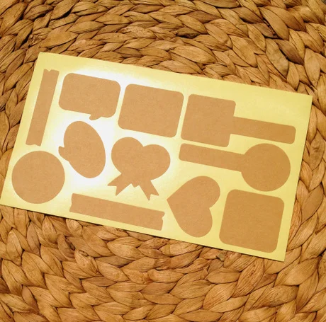 Stock blank kraft paper stickers DIY mark message sticker labels 11 shapes per sheet 30 sheets 330pcs lot