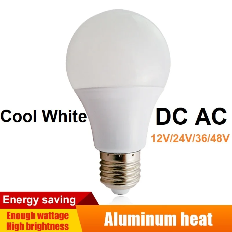 E27 LED lampy AC/DC 12v do 85v oświetlenie domowe żarówki LED fajne białe światło aluminiowa tablica SMD 2835 3w/5w/7w/9w/12w/15w