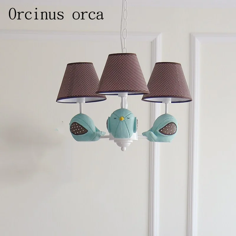 American simple birds children's chandeliers boys girls bedrooms children's rooms Nordic resin sculpture cartoon chandeliers