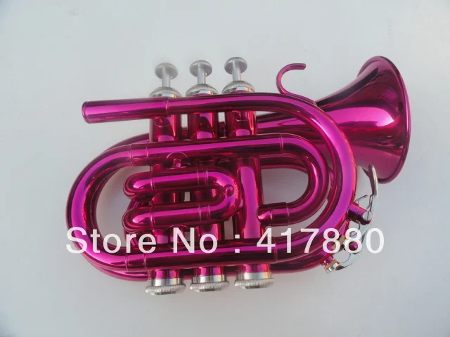 Rose Red High Quality Bb Pocket Trumpet New Arrival Pocket Trumpet Musical Instrument With Case