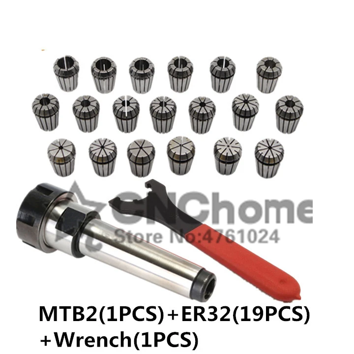 

19PCS ER32 Collet Chuck and 1PCS MT2 ER32 Morse Holder+1PCS ER32 Wrench Precision Spring Collet Set CNC Milling Lathe tool