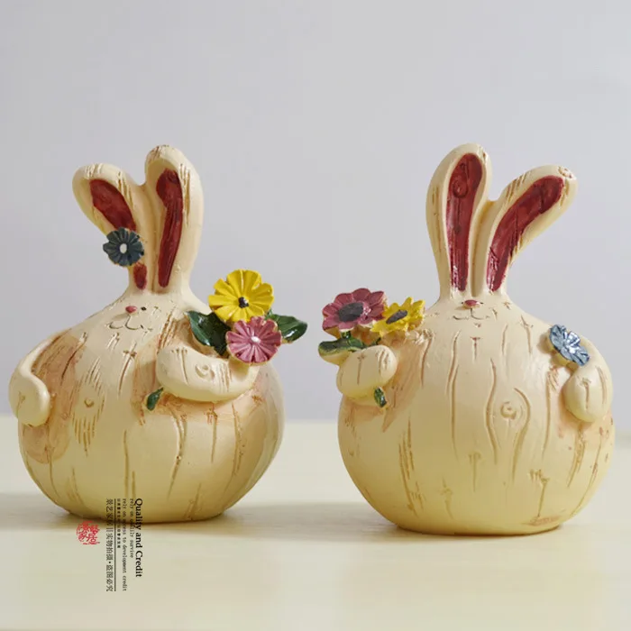 

European-style garden resin crafts long ears of garlic fat rabbit home decorations ornaments