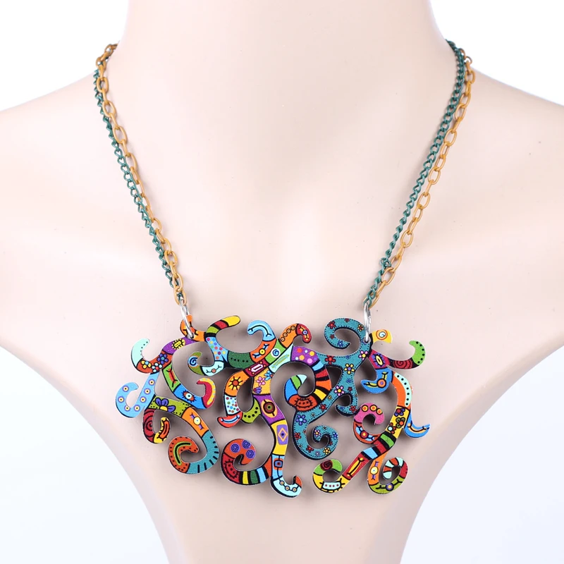 Bonsny Wholesale colorful face new 2014 lovely cute & pendant fashion girls acrylic necklace & pendant for woman Free shipping