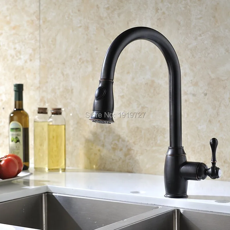 

Oil Rubbed Bronze Pull Out Kitchen Sink Faucets Traditional Brushed Nickel Single Handle Rotatable Pullout Spray Kitchen Faucet