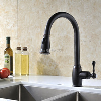 Oil Rubbed Bronze Pull Out Kitchen Sink Faucets Traditional Brushed Nickel Single Handle Rotatable Pullout Spray Kitchen Faucet