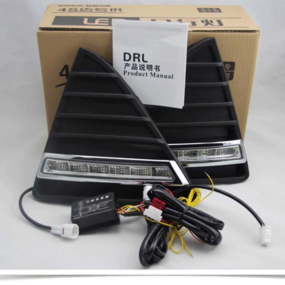 ECAHAYAKU For Ford Focus 3 2012 2013 2014 DRL Day Running Lights 12V LED Daylight Fog lamp waterproof with dimming style Relay