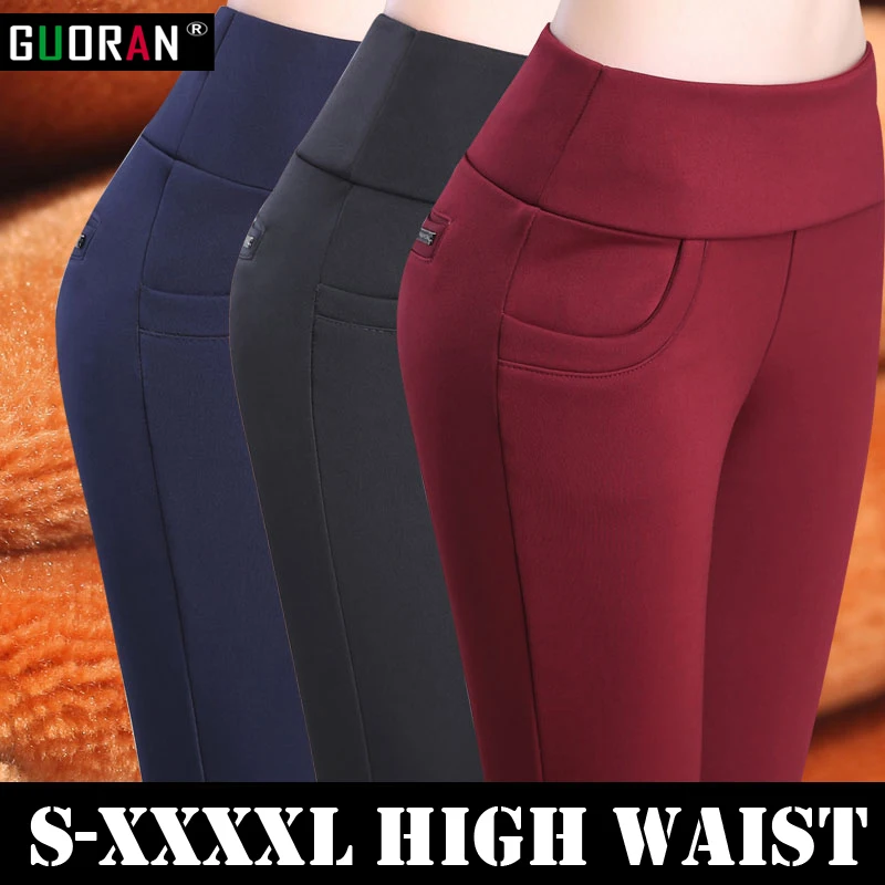 Winter warm 2022 Women Cotton pencil Pants High Waist thicken velvet Casual work office Women Pants Capris Trousers clothes