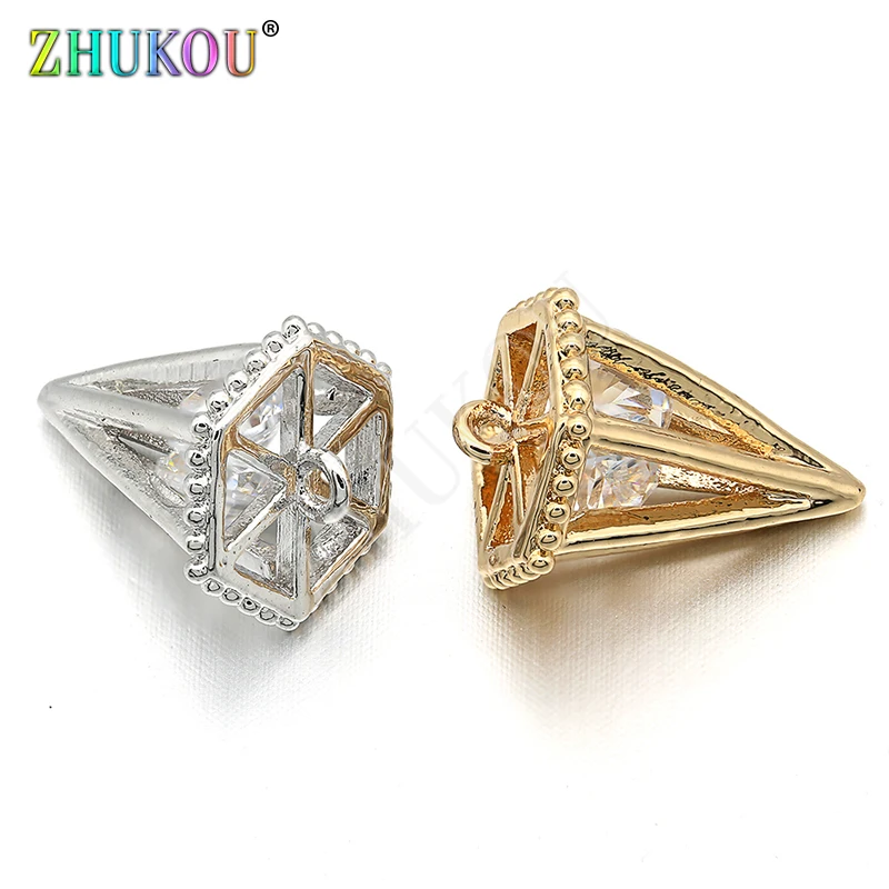 10*15mm Brass Cubic Zirconia Fashion Charms Pendants DIY Jewelry Findings Accessories, Hole: 1mm, Model: VD269/1 Piece
