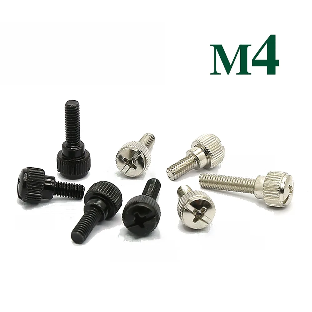 

Nickel/Black Zinc Plated M4 Phillips Thumb Screws Computer PC Case Hand Tighten Screws Length 8-16mm