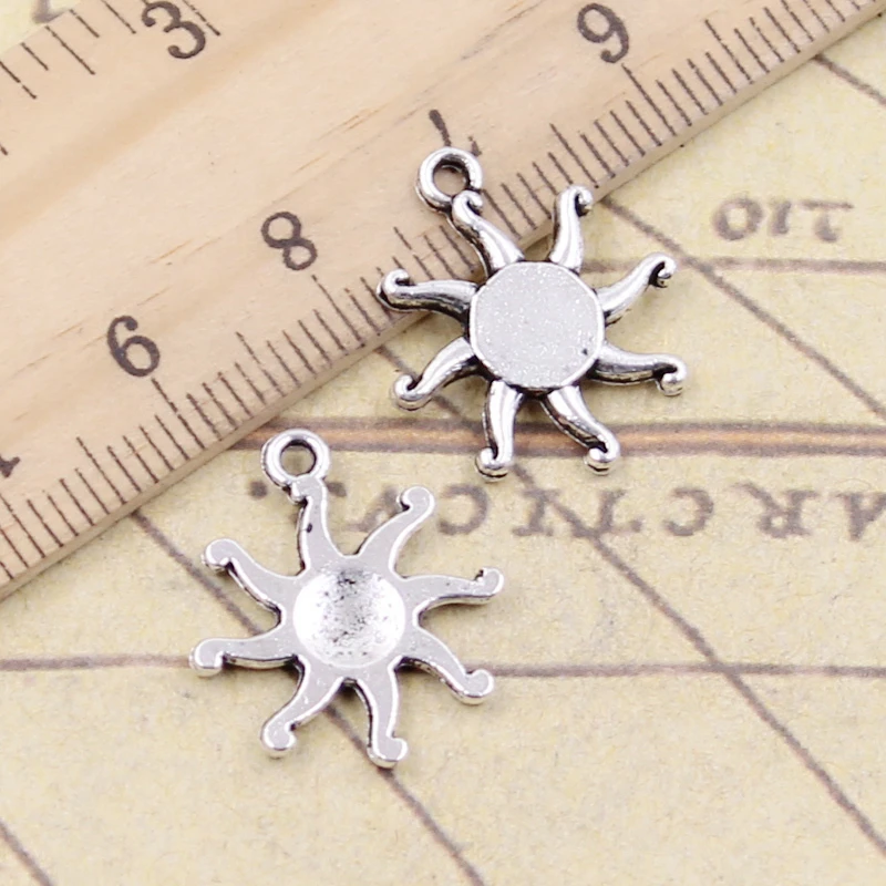 20pcs Charms Sun Sunburst 20x17mm Tibetan Bronze Silver Color Pendants Antique Jewelry Making DIY Handmade Craft