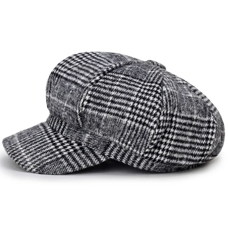 COKK Newsboy Cap Plaid Octagonal Hats For Women Men Classic Vintage Beret Autumn Winter Hats For Ladies Girl Beret Hat Female